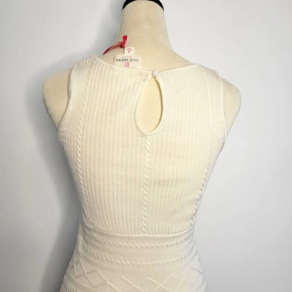 Cream Color Neutral Fine Knit Sweater Dress Women's Size Medium - Picture 5 of 13